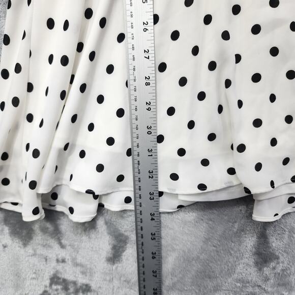 Express Dress Womens 8 White Black Polka Dot Flutter Sleeve Fit & Flare Lined - Picture 5 of 10